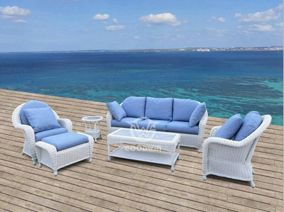 Allwetter-Sofa-Set aus synthetischem Rattan mit Aluminiumrahmen