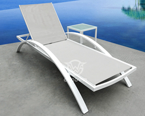 Metal Frame Textilene Swimming Pool Lounge With Table