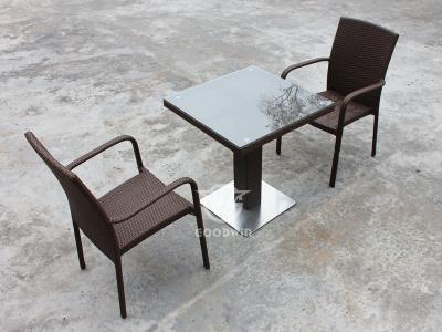 kleine Raummöbel Rattan-Stühle und Tischset