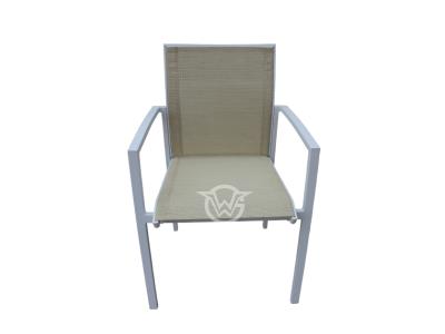 Stapelbarer Armlehnstuhl mit Aluminiumrahmen und Textilene für den Außenbereich

