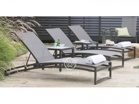 Outdoor Furniture Textilene Sun Lounger Set With Table