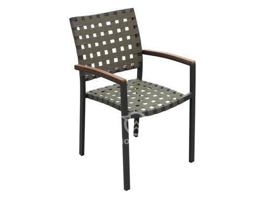 All Weather Metal Frame Strap Dining Chairs Set