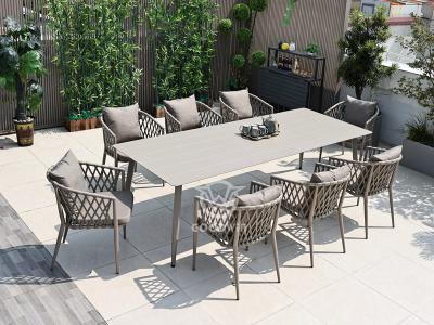 Outdoor-Gartenmöbel, Aluminiumrahmen, Esszimmerstuhl und Tisch-Set