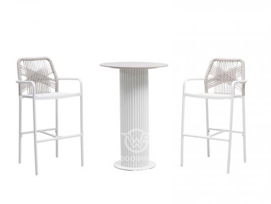 Outdoor Aluminum Frame Weave Rope Bar Stool Set