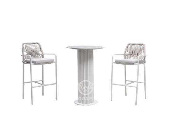 Outdoor Aluminum Frame Weave Rope Bar Stool Set