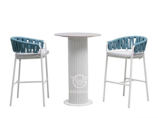 Outdoor Weave Rope Bar Stool Set